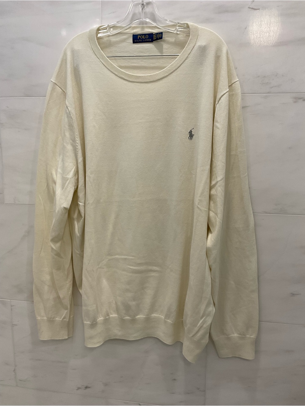 POLO Ralph Lauren Big & Tall CREAM Cotton CrewNeck Sweater 3XLT W18